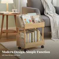 Rolling Design Under-Desk Book Trolley Space-Saving 2-Tier Wheeled Shelf Multi-Functional Storage Cart 360° Swivel Wheels for Office Workers, Homeowners, Bedroom, Study Room, Small Areas, Kitchen