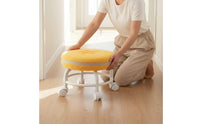 Universal Wheels Sherpa Caster Stool Low-Profile Design Toddler Mover Stool High-Density Foam Cushion Household Furniture Solid Wood Frame for Toddlers, Kids, Technicians, Salon, Living Room, Entryway
