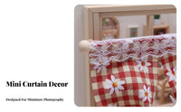 Floral Print Dollhouse Window Curtain Photography Prop Miniature Curtain Realistic Feature for Hobbyists, Kids, Miniature Scene