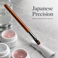Professional Japanese Style Short Square Round Gel Nail Brush with Sandalwood Handle