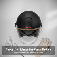 Twin Visor Half Helmet 3C Certified Twin Visor Helmet Detachable Warm Neck Scarf Shielded Gear for Adults, Women, Winter Riding, City Commuting