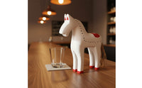 2 Pieces Nordic Design Rocking Horse Figurine Minimalist Design Wooden Horse Statue Wood Material Home Decor Fine Workmanship for Living Room, Bedroom, Entryway, Cafe