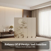 New Chinese Design 6-Panel Folding Screen Ink Wash Painting Design 6-Panel Landscape Partition Foldable Room Divider Movable for Interior Designers, Restaurant Owners, Entrance Hall, Bedroom, Tea House, Studio Apartment