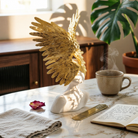 Angel Wing Sculpture Lustrous Sculpture with Gold Finish Luxe for Entryway