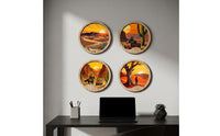 4 Pieces Wooden Hanging Decorations Round Circular Wooden Plaques Backed Wood Wall Decor for Living Room, Bedroom, Entryway