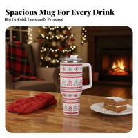 3D Printed Christmas Theme Vacuum Insulated Tumbler, 304 Stainless Steel, Large Capacity, Car Mug