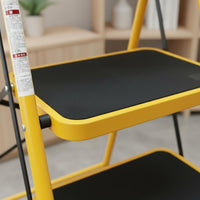 Foldable Design Household Ladder with Double Handrails Anti-Slip Feet Wide Step Folding Ladder Heavy Duty Folding Step Stool with Safety Rails Multi-Purpose for Elderly, Home, Kitchen, Indoor