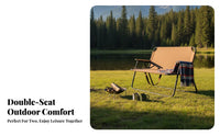 Foldable Two-Person Folding Bench Lightweight 2-Person Loveseat Quick Setup Camping Chair Heavy Duty for Campers, Couples, Families, Picnic, Beach, Fishing, Barbecue