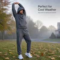Men's Solid Color Hooded Sweatshirt & Pants Set Casual Sportswear