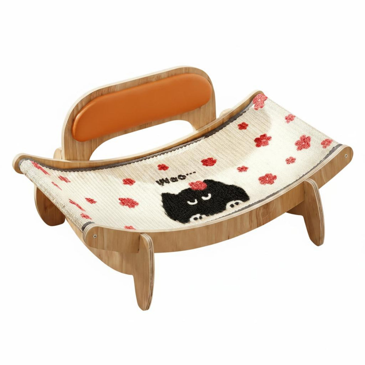 Cat Scratcher Sofa Wooden Frame Sisal Cat Scratcher Bed Four Legged Design Animal Furniture