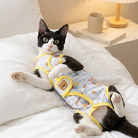 Cat Recovery Suit Post-Surgery Clothing, Spay Neuter Suit for Felines, Post-Op Cat Wear with Four-Legged Design, Breathable Polyester Material