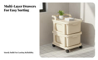 Multi-Layer Storage Cart Space-Saving Drawer Cart Large Capacity Drawer Trolley for Women, Homeowners, Washroom, Bedroom, Kitchen