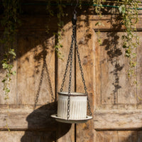 Hanging Metal Planter Drainage Hole Ribbed Hanging Planter Decorative