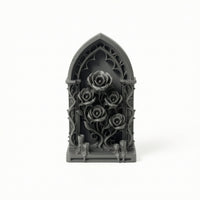 Plaque with Floral Relief Dark Fantasy Gothic Plaque for Goths, Dollhouse Hobbyists, Shelf Decor