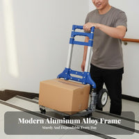 Foldable Design 6-Wheel Stair Climber Dolly Lightweight Aluminum Alloy Stair Climbing Cart Adjustable Handle Folding Hand Truck Mute Wheels for Travelers, Delivery Personnel, Shopping, Stairs, Travel, Outdoor