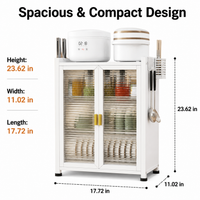 3 Layer Metal Cabinet, Retractable Pantry Cupboard Storage, Dustproof Carbon Steel Kitchen Organizer with Drainage Tray, Modern Minimalist Countertop