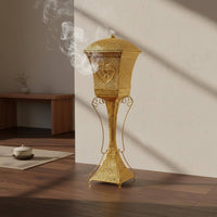 Lidded Incense Censer Antique Finish Gold Hollow Incense Burner Home Decor