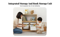 2-in-1 shelf uni-tand Cabinet Rolling Toy Storage Bench Large Capacity children's Furniture Multi-Functional Room Organizer child-safe Design for children, young children, Parents, Playroom, Nursery, Bedroom, Classroom