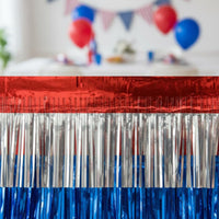 Easy to Hang Red White Blue Streamer Lightweight Patriotic Fringe Garland Picture Backdrop Ready for Independence Day, Independence Day