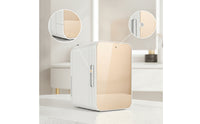 Small 8L Mini Fridge Dual Power Personal Fridge with A and C and DC Adapter 12V Mini Refrigerator with Glass Shelf Thermoelectric for Commuters, Car