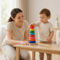 Wooden Stacking Piling Toy Rainbow Piling Toy Educational Rainbow Stacker for Young Children, Infants, Nursery, Preschool
