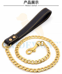 Stainless Steel Gold Dog Chain Leash, 11.5mm Wide, NK Chain