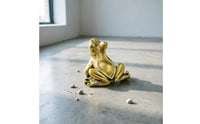 Retro Design Brass Frog Figurine Collectible Mini Frog Figurine Fine Workmanship Tea Pet Hand Polished for Feng Shui Enthusiasts, Collectors, Desktop, Office, Car Dashboard