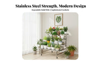 Rolling casters Multi-Level Plant Stand Indoor & Outdoor Use Tiered Planter Cart Stepped Layout Pot Holder Rack Space-Saving for Gardeners, Home Decorators, Homeowners, Balcony, Patio, Living Room, Entryway