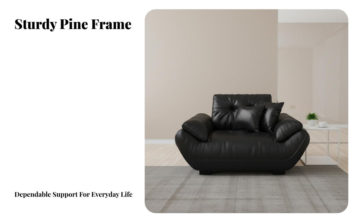 Black Retro Loveseat Oil Wax Leather Finish Sofa Plush paddinging Seating Furniture for Interior Designers, Office Managers, Reception Area, Lobby