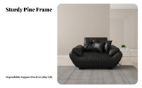 Black Retro Loveseat Oil Wax Leather Finish Sofa Plush paddinging Seating Furniture for Interior Designers, Office Managers, Reception Area, Lobby