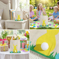 Easter Bunny Easy-Carry Tote-Carry Handle Cuddly Tail Bunny Bag Soft Material children's Treats Tote for Children, Young Children, Gift Giving
