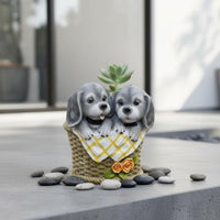 Dog Planter Weather-Resistant Dog Shaped Flower Pot Puppy Flower Pot for Gardeners, Balcony, Patio, Deck