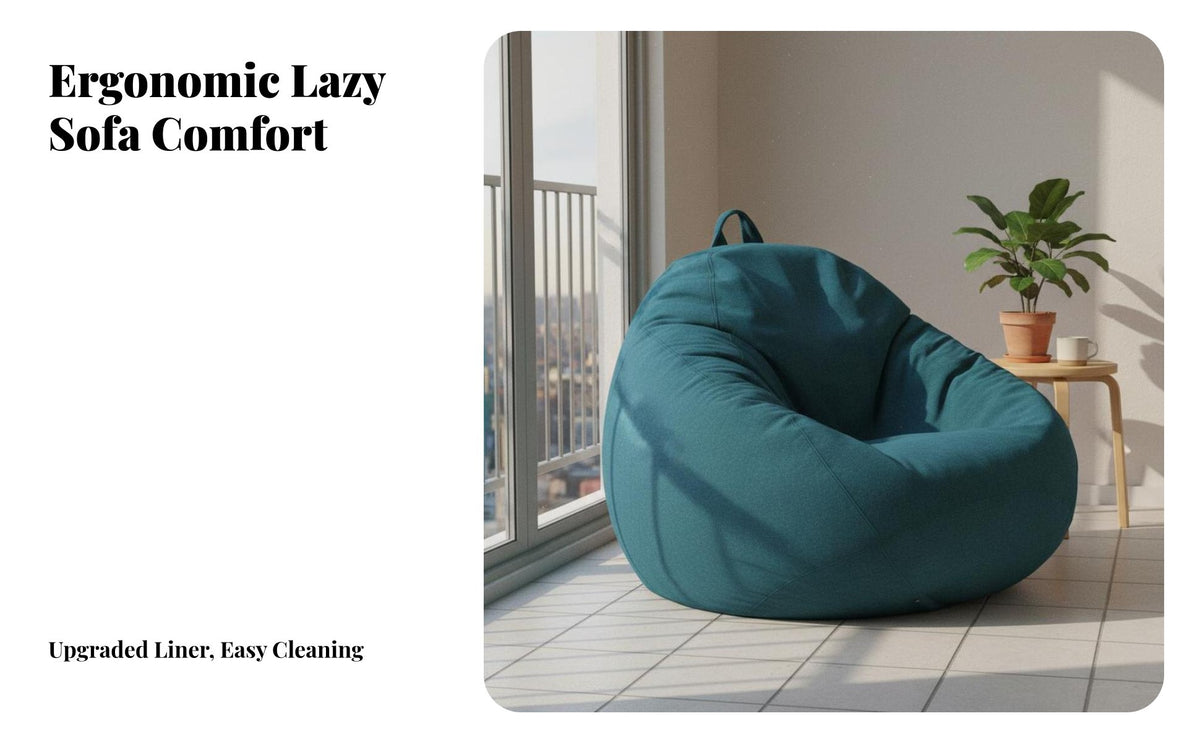 Comfortable Bean Bag Chair High-Resilience Filling Single Person Lazy Sofa Removable and Washable Cover Tatami Seat Easy to Clean for Young Adults Women, Living Room, Small Apartment, Balcony, Reading Nook