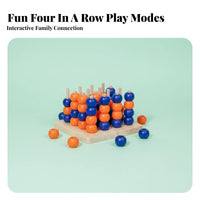 64 Pieces Brain Training Wooden Four in a Row Game Develops Hand-Eye Coordination 3D Connect Four Game Family Fun for Children, Preschoolers
