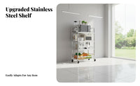 Multi-Tier Vegetable Basket Stand Multifunctional Multi-Tier Storage Rack Detachable Baskets Microwave Stand with Wheels for Pantry, Dorm Room, Office
