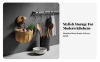 Wall Mount Garlic Holder Space Saving Kitchen Organizer Basket Breathable Design Woven Wall Basket for Pantry, Washroom