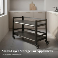 Movable with Wheels Multi-Layer Kitchen Rack Space-Saving Floor Standing Microwave Stand High Load Capacity Rolling Microwave Stand Easy to Clean for Pantry, Garage, Laundry Room