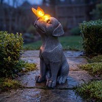 Dog Statue with Solar Light -Look Garden Statue with Solar Lantern Energy-Efficient Dog Figurine