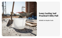 Construction Cement Bucket Reusable Heavy-Duty Bucket Versatile Pail with Handle for Builders, Garden, Gardening, Workshop