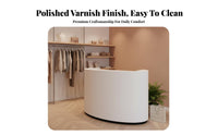 Baked Paint Finish Modern Welcome Counter Sturdy Construction Modern Checkout Counter Easy to Clean Receptionist Desk with Storage Scratch Resistant for Receptionists, Salon Owners, Shop Managers, Showroom, Lobby