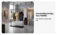 Multifunctional Freestanding Clothes Rack Heavy Duty Freestanding Closet Rack Sturdy Structure Metal Clothing Stand Space Saving for Apartment Dwellers, Retailers, Entryway, Dorm Room, Dormitory, Cloakroom