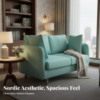 Nordic design 2-Seater Fabric Loveseat Minimalist Aesthetic Fabric Loveseat Space-Saving Small Couch Comfortable for Apartment Dwellers, Young Adults, Students, Bedroom, Dorm