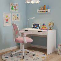 Space Saving Adjustable Kids Desk Chair Breathable Mesh Back Ergonomic Student Chair High-Density Foam Cushion Weight-Activated Locking Casters for Students, Study Room, Home Office