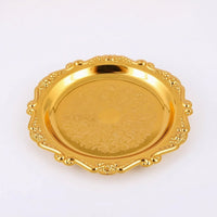 Ornate Tray with Scalloped Rim Embossed Trinket Dish Decorative Jewelry Tray Reflective for Vanity
