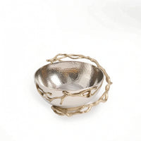 Aluminum Bowl Handcrafted Hammered Metal Bowl Sculptural for Entry Console