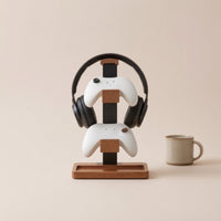 Headphone and Controller Stand Three-Function Headset and Controller Holder Space-Saving Organizer for Gaming Aficionados, Streamers, Office
