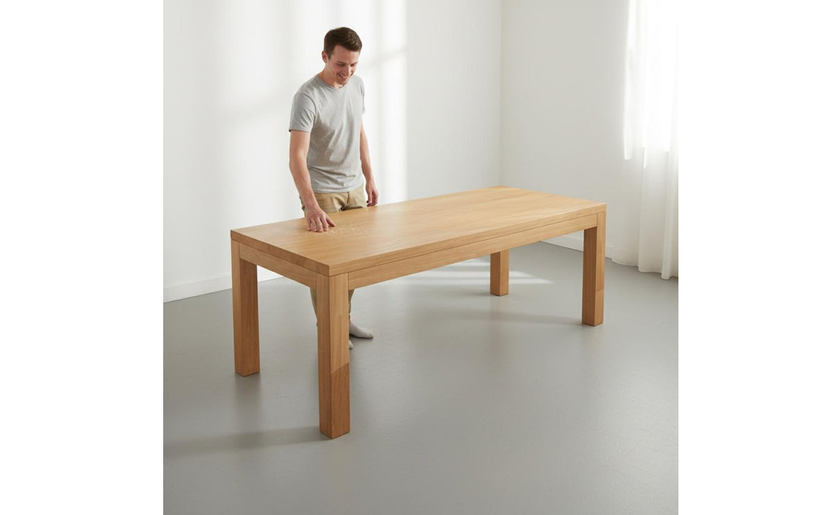 Solid Wood Dining Table Sturdy Frame Modern Minimalist Dining Table Rounded Corners Wooden Study Desk for Living Room, Home Office