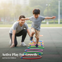Indoor Outdoor Use Hopscotch Hoop Set Included Combination Hopscotch Hoop Game Easy To Assemble for Preschoolers, Boys, Outdoors, Backyard
