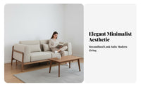 Nordic Design 3-Seater with Wood Frame Minimalist design Living Room Furniture Japanese Aesthetic Couch Small Space perfect for Apartment Dwellers, Homeowners, Pet Owners, Lounge Area, Office, Home Theater