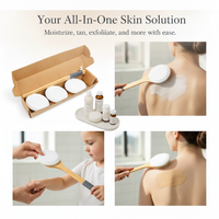 Long Handle Back Lotion Applicator Brush with Replaceable Heads